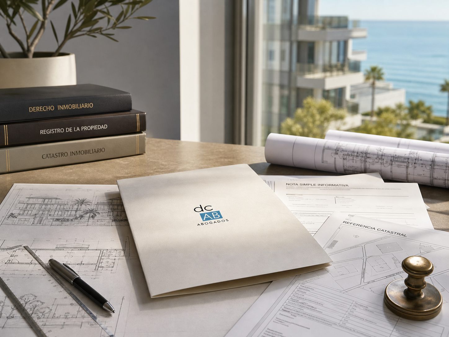 Imagen editorial de paisaje mediterráneo y arquitectura residencial de la Costa del Sol